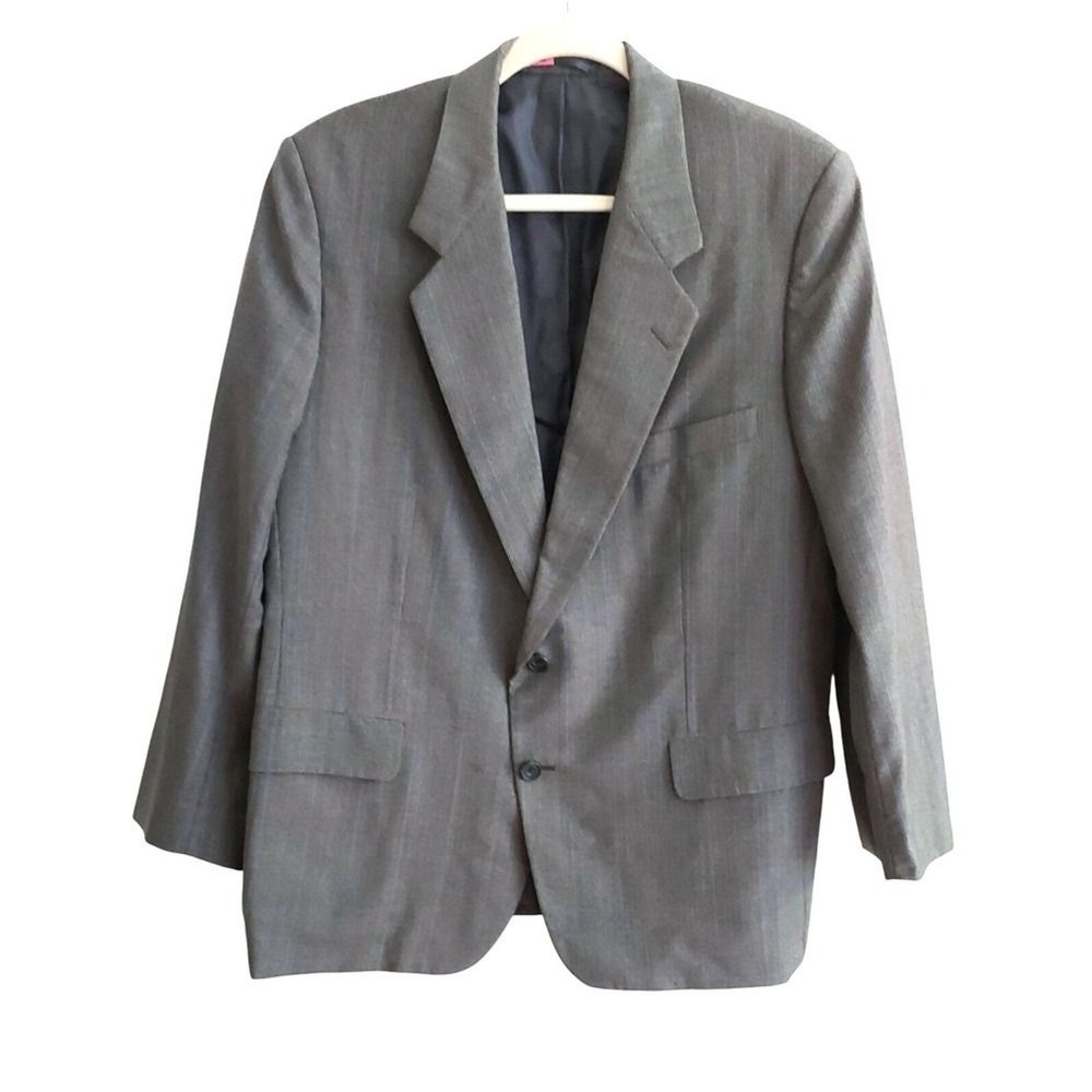 Hickey Freeman Sport Coat Blazer Mens 39R Gray Glen Plaid Wool Two Button Jacket
